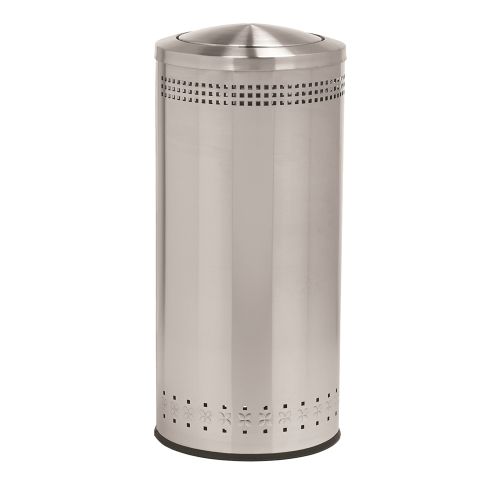 Poubelle imprimée de 25 gallons de la série Commercial Zone Precision, couvercle pivotant, acier inoxydable